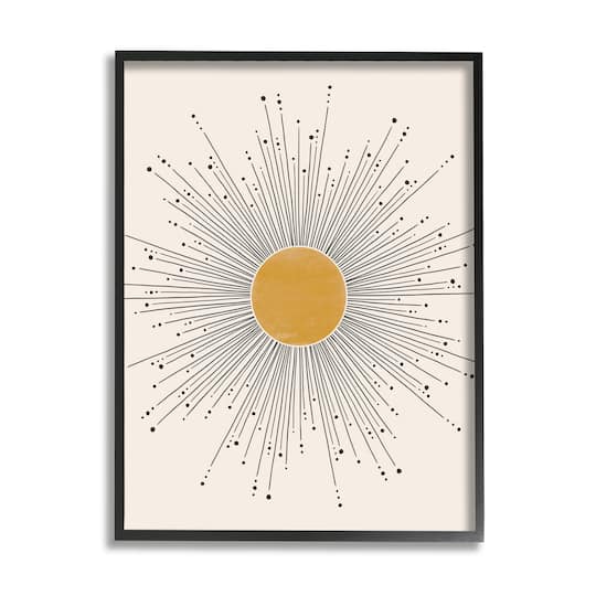 Stupell Industries Art Deco Summer Sun Geometric Line Bursts Framed Wall Art